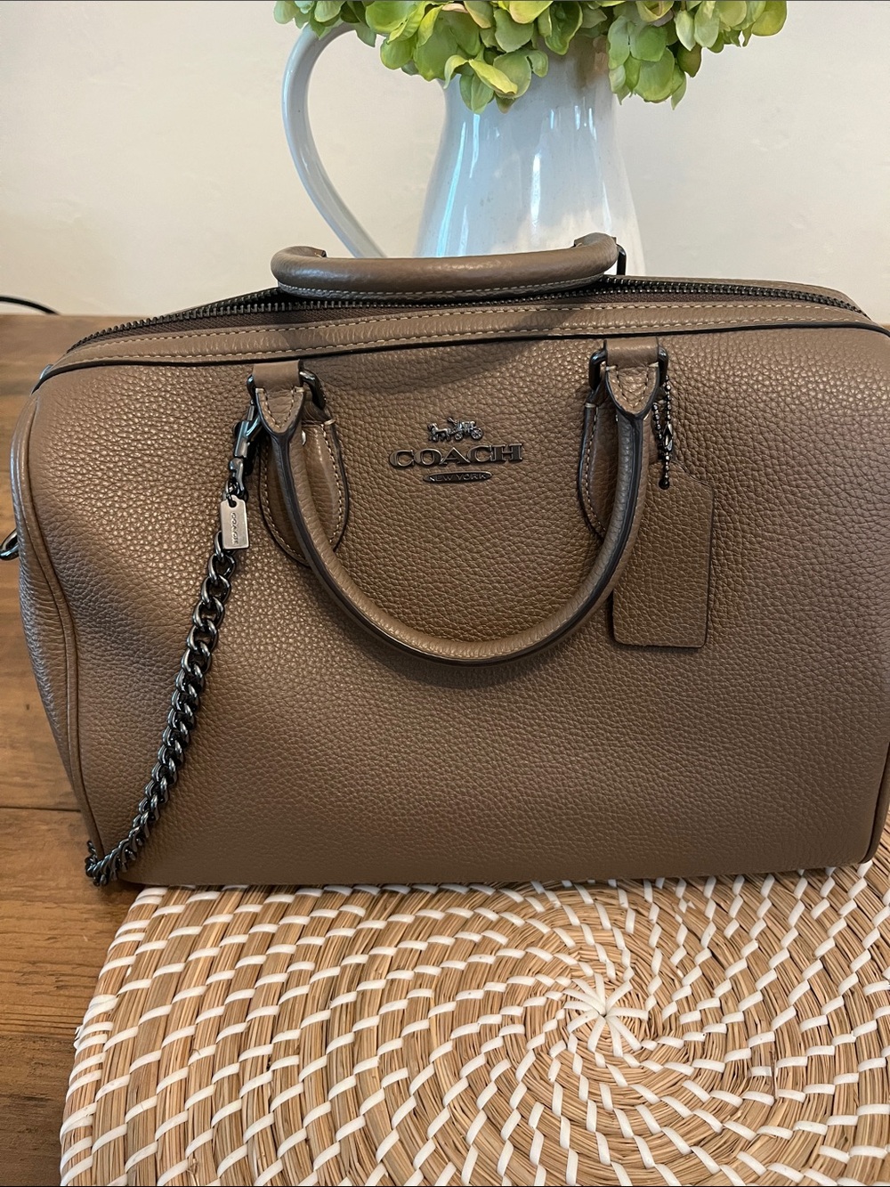 Coach Brown Pebbled Leather Satchel - Picture 2 of 16